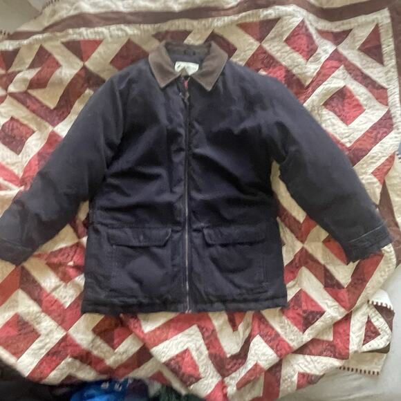 Vintage Eddie Bauer Jacket Mens XL Tall Navy Goose Down Chore Barn Coat Quilted - Picture 11 of 15